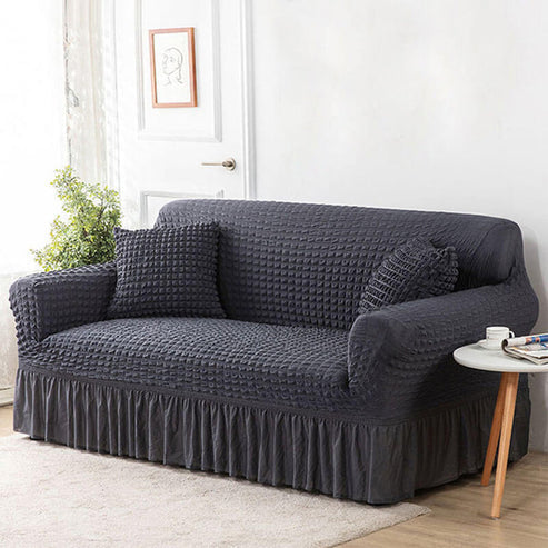 RUFFELED SUR SUCKER TURKISH SOFA COVER - Dark grey