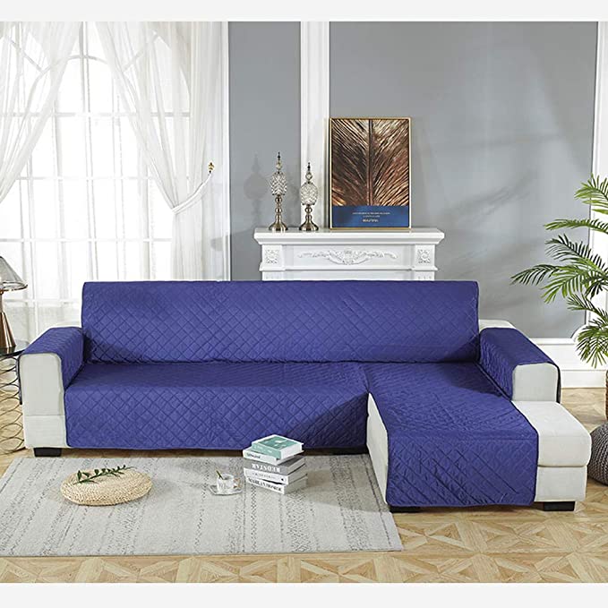 COTTON QUILTED L-SHAPE SOFA RUNNER - SOFA COAT (Zinc)