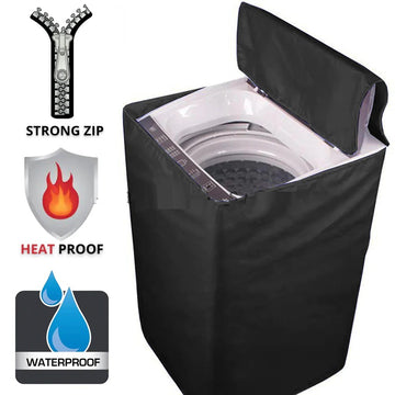 Waterproof Top Loaded Washing Machine Cover - Black