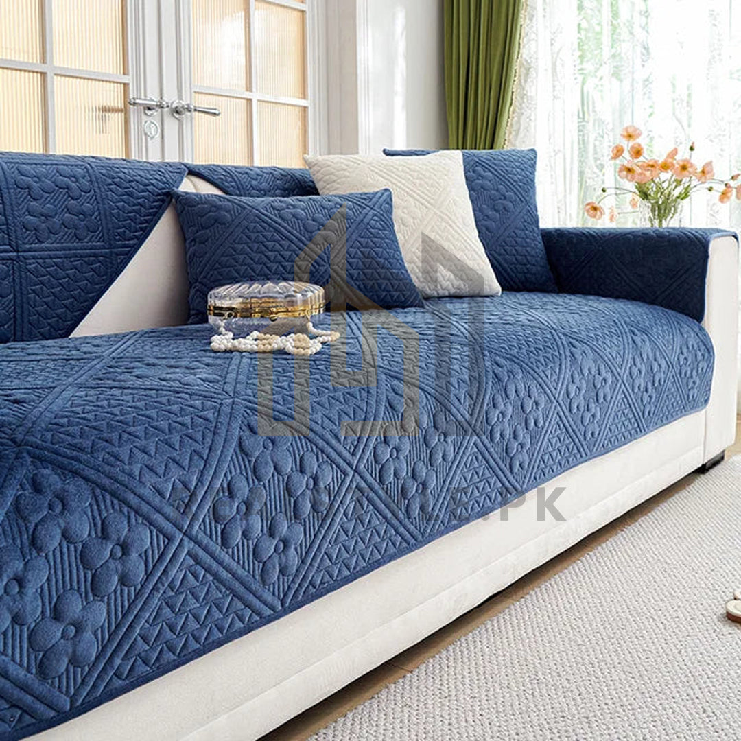 MAT ULTRASONIC SUPER SOFT SOFA COVER BLUE