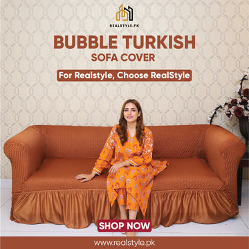 RUFFELED SUR SUCKER TURKISH SOFA COVER - Copper Colour