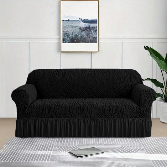 Zebra Velvet Turkish Sofa Cover - Black