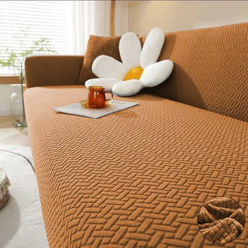 Stripe Jacquard Sofa Cover -Camel Brown