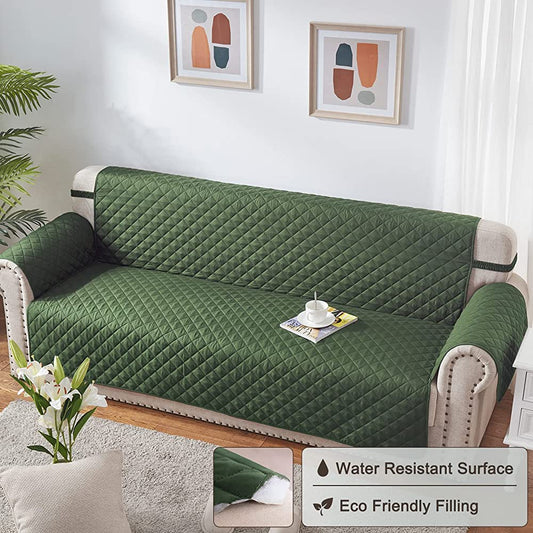 COTTON QUILTED SOFA RUNNER - SOFA COAT (Green)
