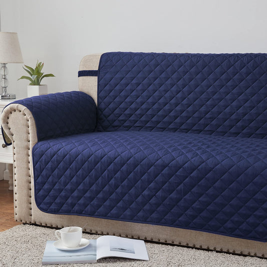 COTTON QUILTED SOFA RUNNER - SOFA COAT (Blue)
