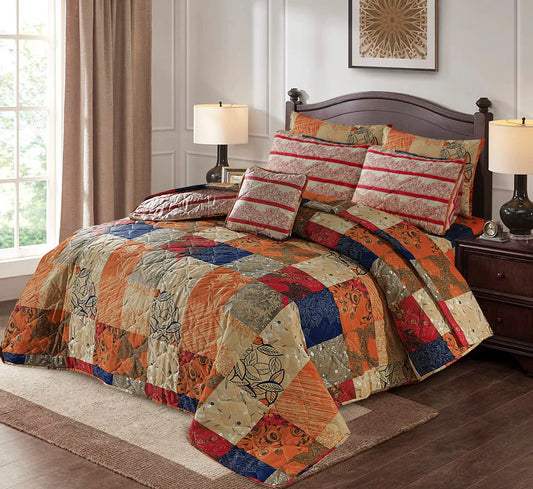 7 Pcs Quilted Comforter Set 345