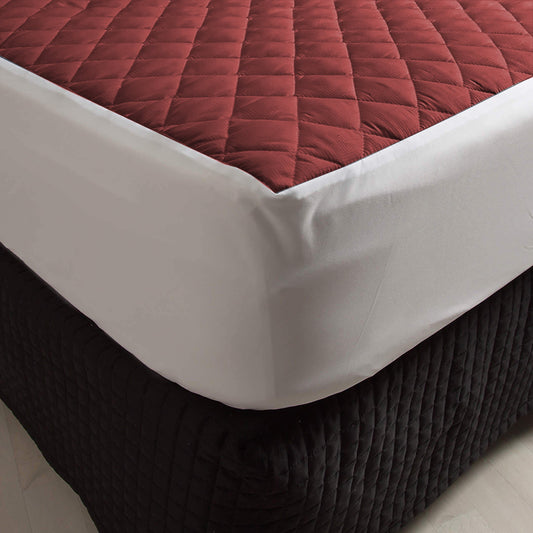 Cotton Quilted Waterproof Mattress Cover - Maroon