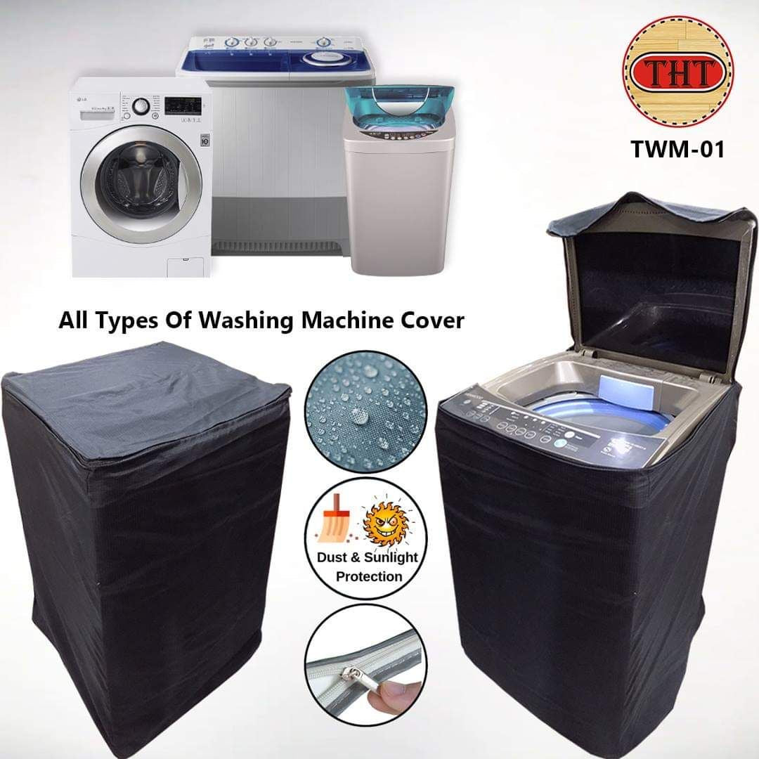 Waterproof Top Loaded Washing Machine Cover - Black