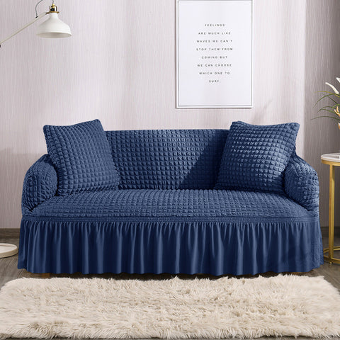 RUFFELED SUR SUCKER TURKISH SOFA COVER - Blue