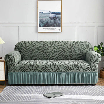 Zebra Velvet Turkish Sofa Cover - Green