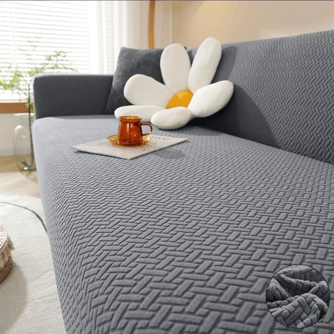 Stripe Jacquard Sofa Cover -Grey