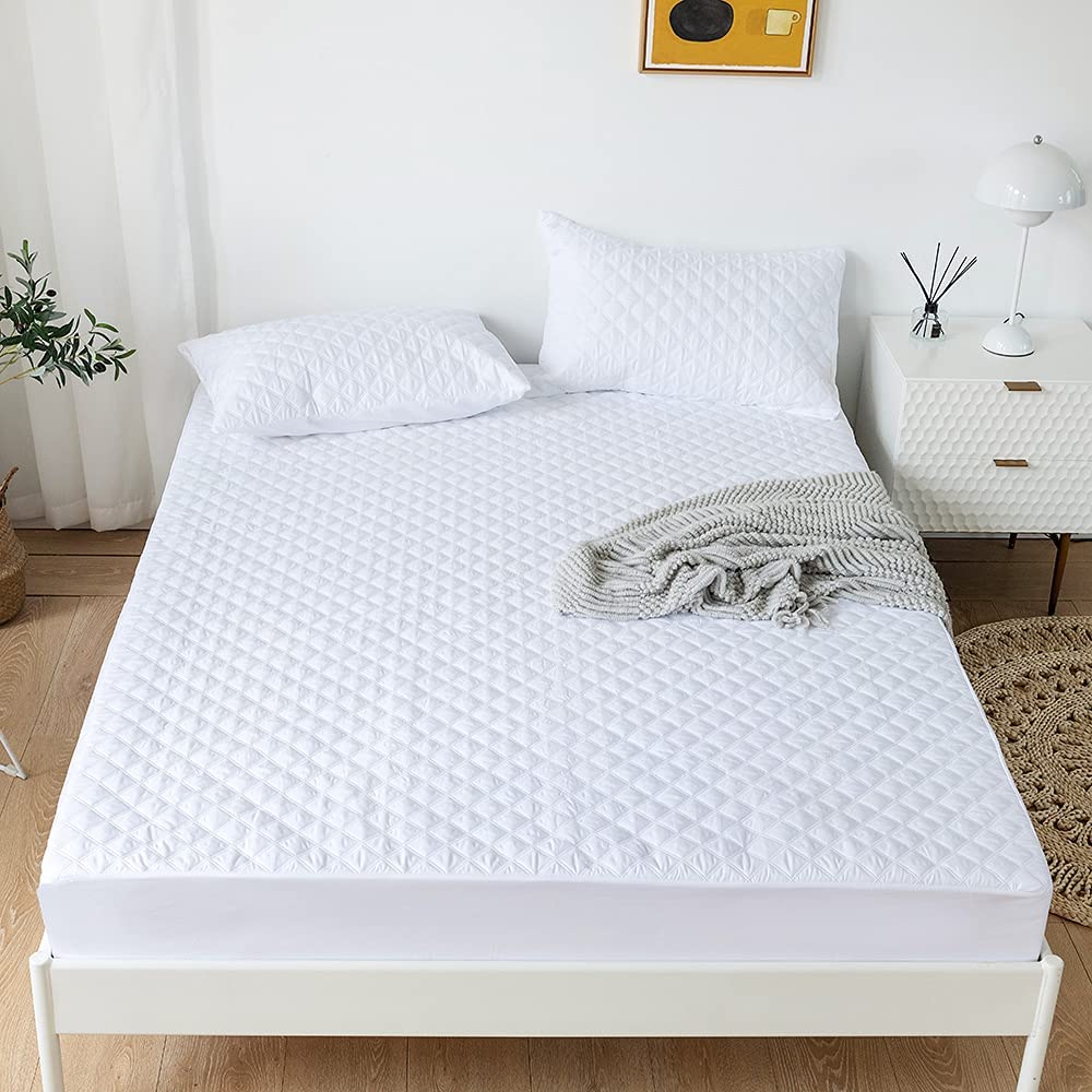 Cotton Quilted Waterproof Mattress Cover White koi