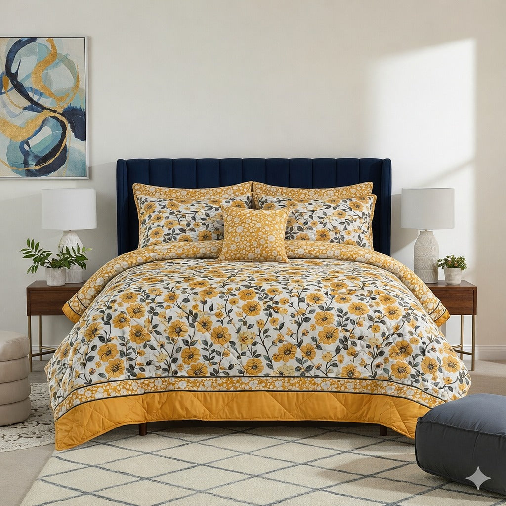 6 Pcs Quilted Comforter Set 406