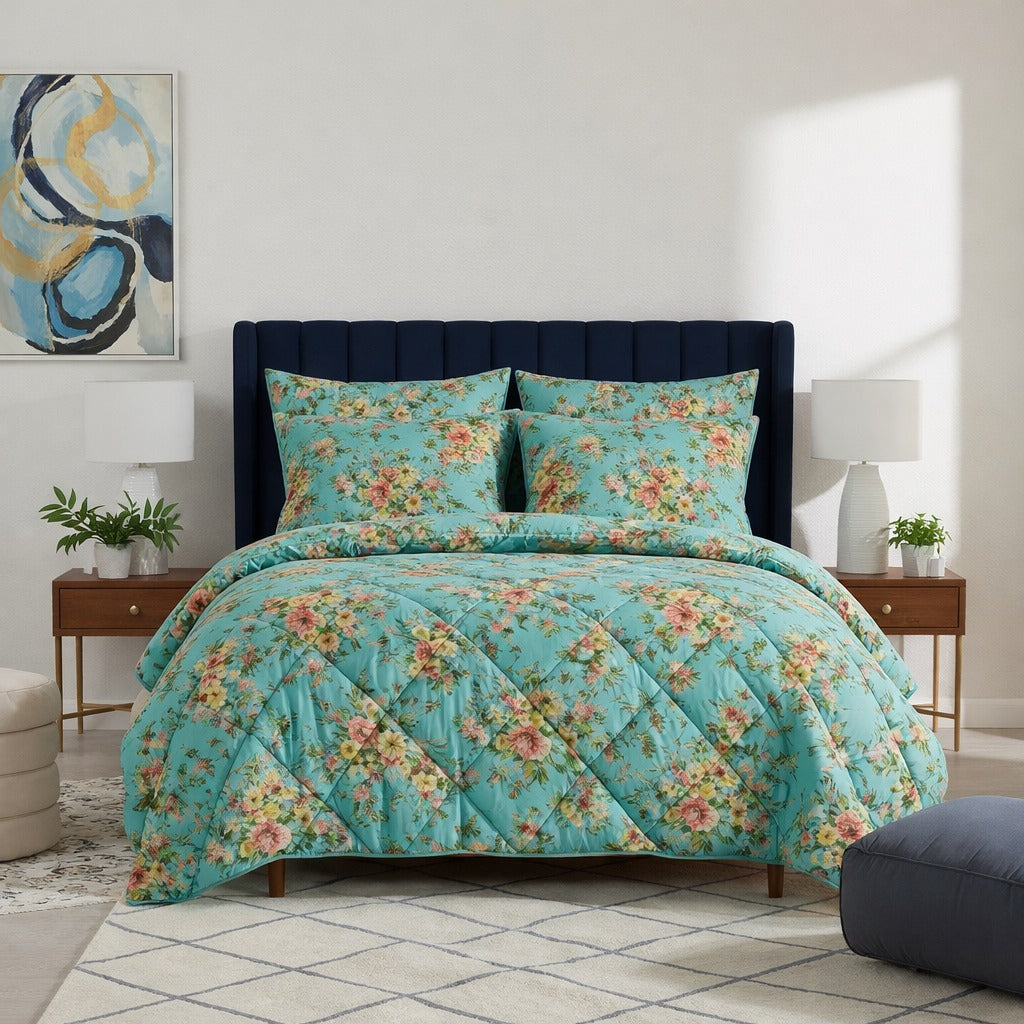 6 Pcs Quilted Comforter Set 408