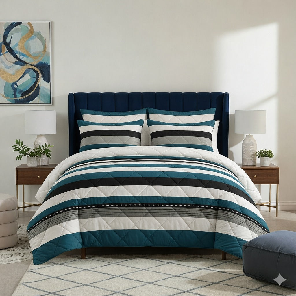 6 Pcs Quilted Comforter Set 421