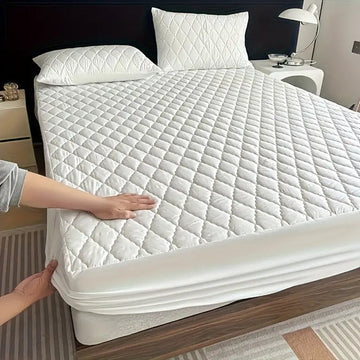 Cotton Quilted Waterproof Mattress Cover - White koi