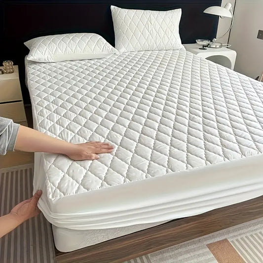 Cotton Quilted Waterproof Mattress Cover - White koi