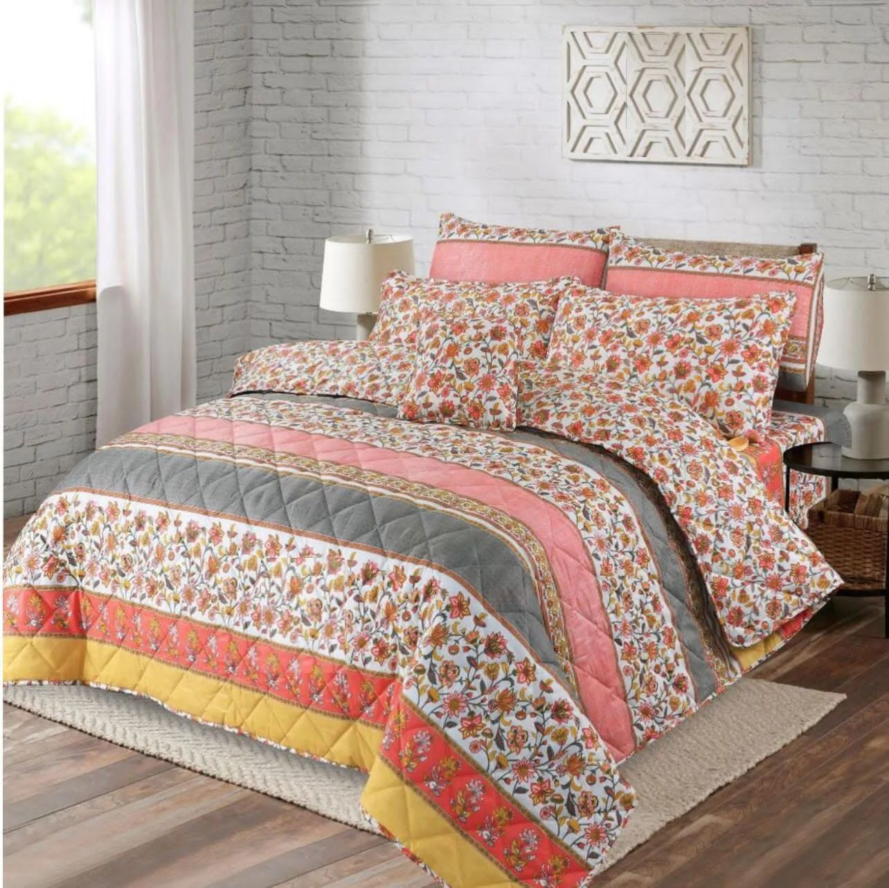 7 Pcs Quilted Comforter Set 340