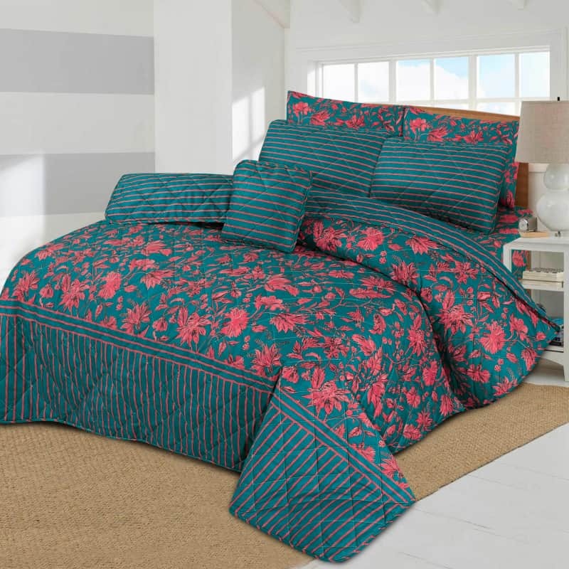7 Pcs Quilted Comforter Set 381