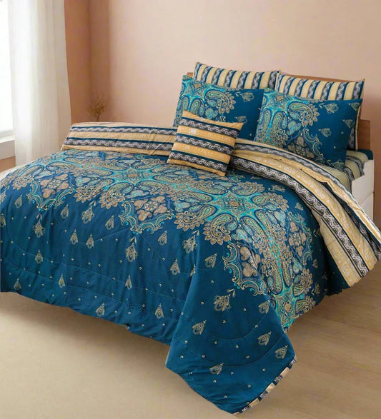 7 Pcs Quilted Comforter Set 369