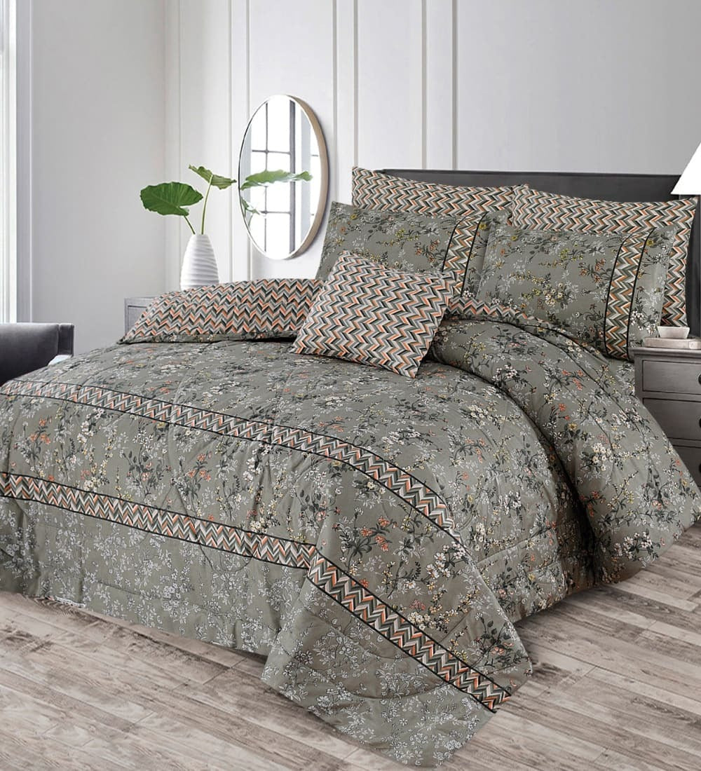 7 Pcs Quilted Comforter Set 373