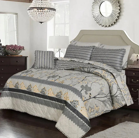 7 Pcs Quilted Comforter Set 379