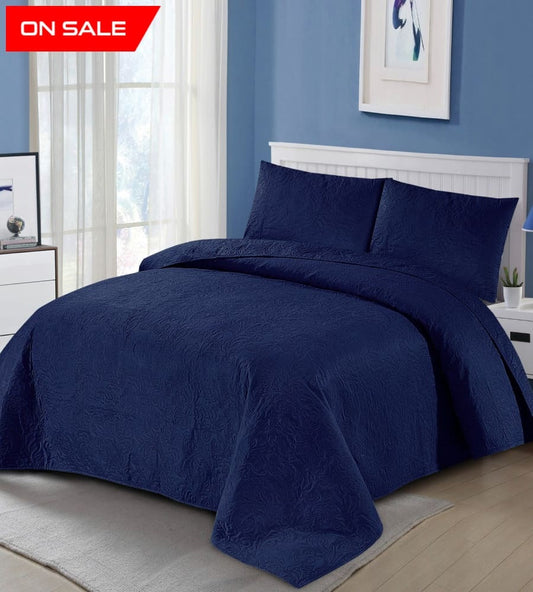 Plain Bedspread 3 Pc Set 1001