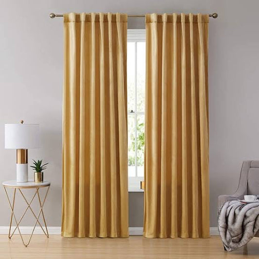 Plain Jacquard Curtains 1 Pair