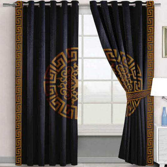 Luxury Velvet Embosed Curtain 1 Pair