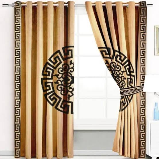 Luxury Velvet Embosed Curtain 1 Pair