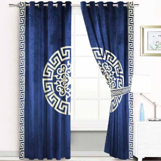 Luxury Velvet Embosed Curtain 1 Pair